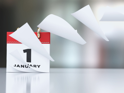 En kalender som viser første januar. Foto