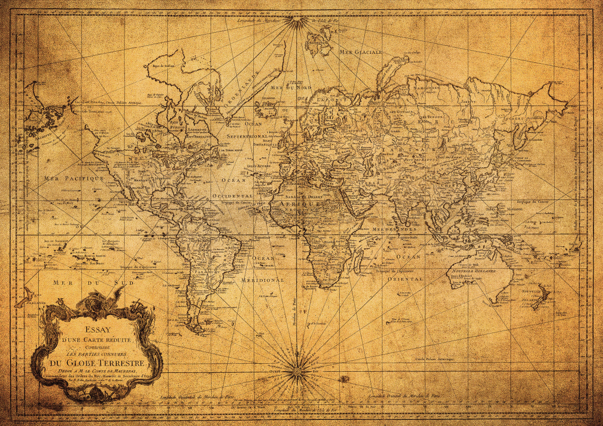 Et kart over Europa. Kartet er fra 1778, og er gammelt og brunt.